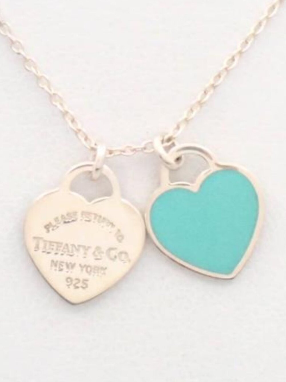 Tiffany & Co. Please Return Double Heart Necklace 925 - Picture 3 of 3